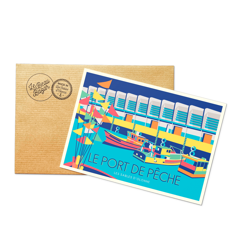 Carte postale LES SABLES D'OLONNE port peche beau bazar