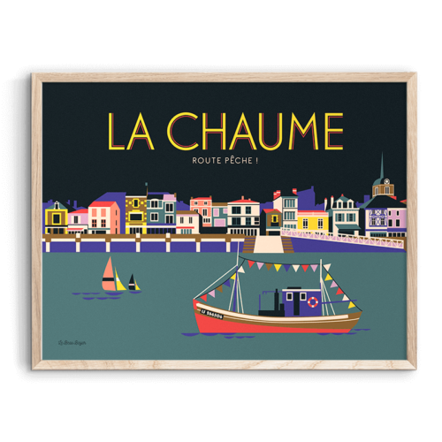 Affiche LES SABLES D'OLONNE Route peche Chaume beau bazar