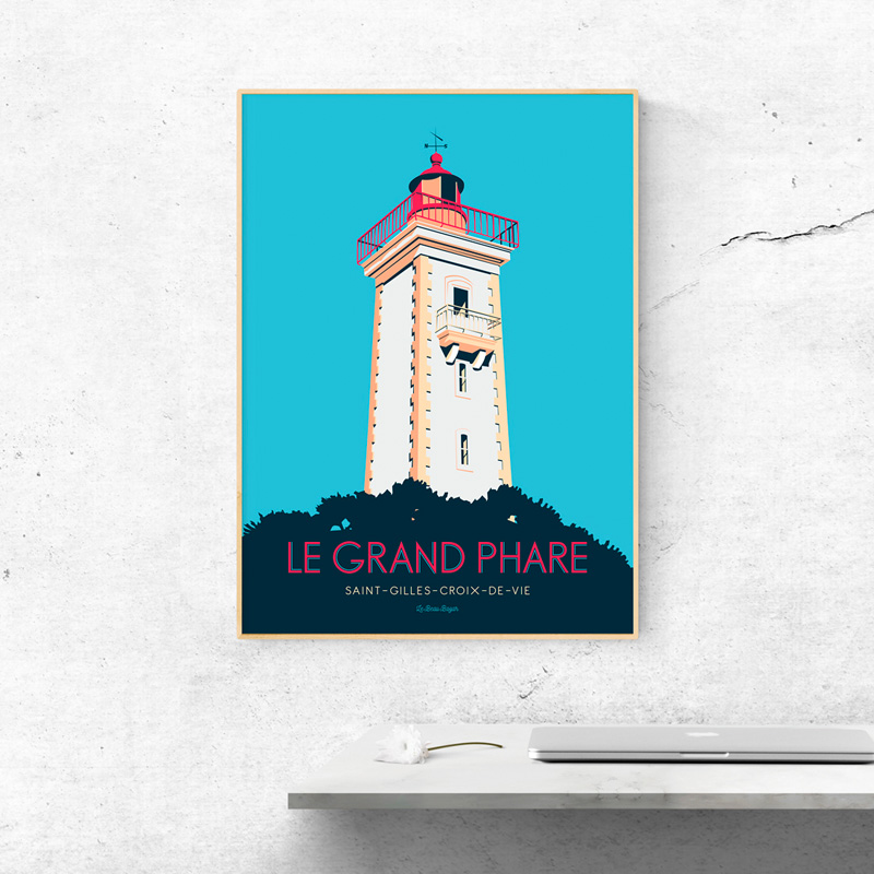 Affiche SAINT-GILLES-CROIX-DE-VIE Grand phare beau bazar
