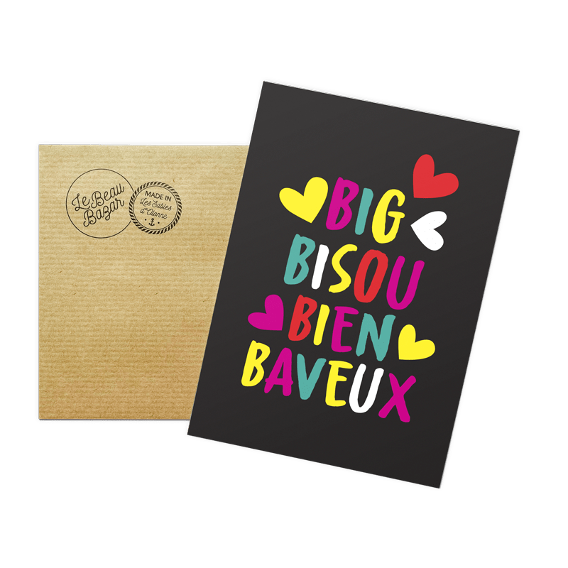 Carte postale Big Bisou Bien Baveux beau bazar