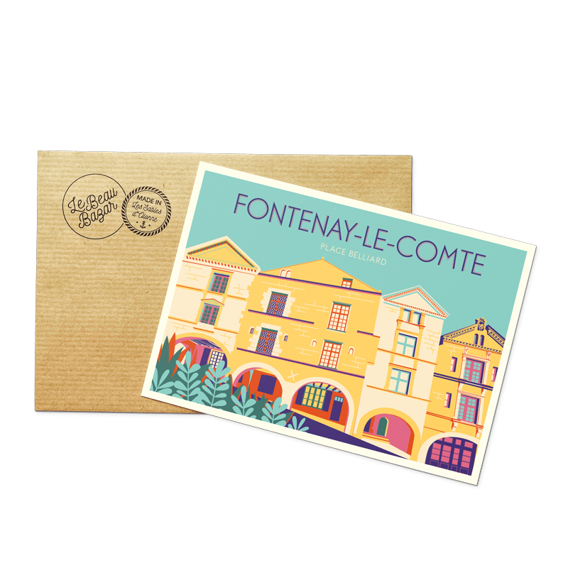 Carte postale FONTENAY-LE-COMTE Place Belliard beau bazar
