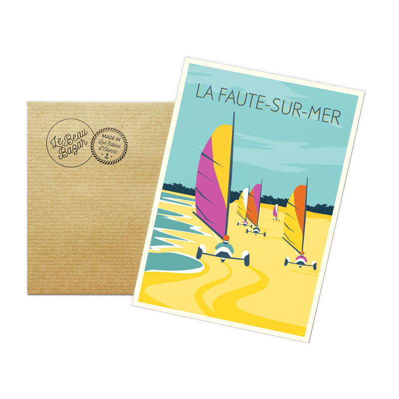 Carte postale LA FAUTE-SUR-MER Chars à voile beau bazar