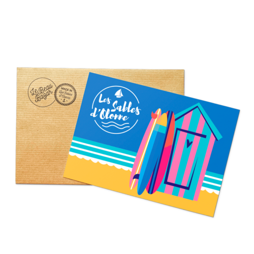 Carte postale LES SABLES D'OLONNE cabines surf beau bazar