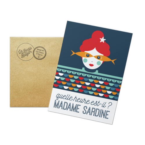 Carte postale Madame Sardine beau bazar