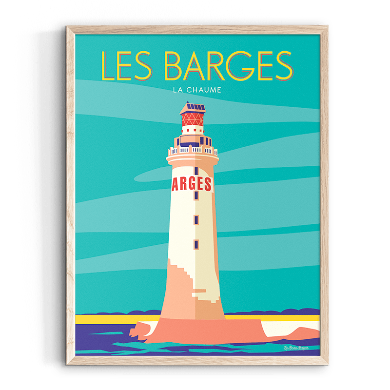 Affiche LES SABLES D'OLONNE Phare des Barges beau bazar