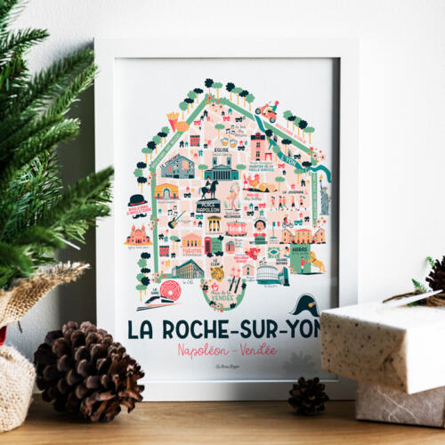 Affiche LA-ROCHE-SUR-YON Plan Carte Beau Bazar