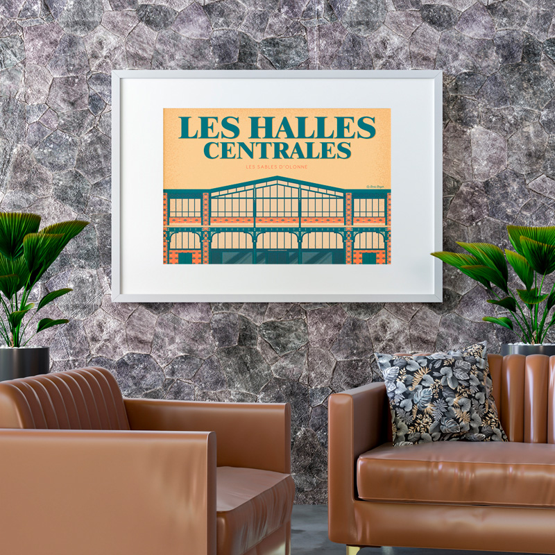Affiche LES SABLES D'OLONNE Marché Halles centrales beau bazar