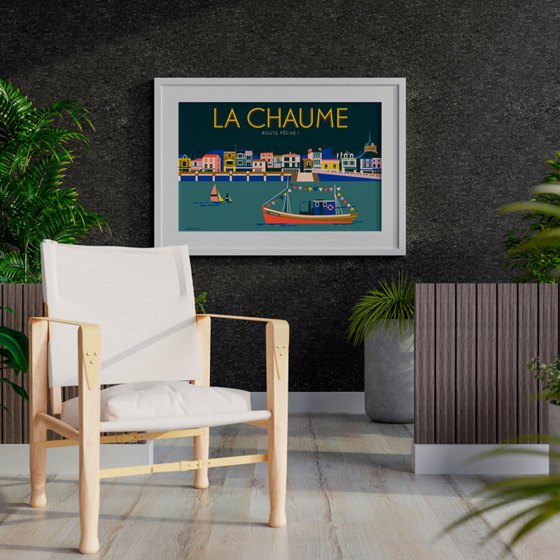 Affiche LES SABLES D'OLONNE Route peche Chaume beau bazar