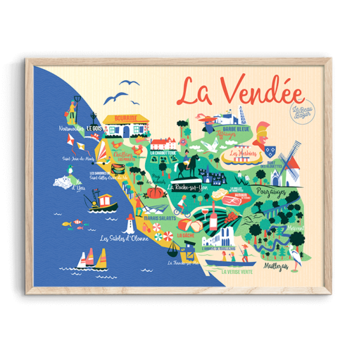 Affiche Carte Vendée Plan beau bazar