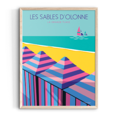 Affiche LES SABLES D’OLONNE Les cabines – La grande plage