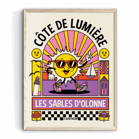 Affiche LES SABLES D'OLONNE Mascotte Soleil