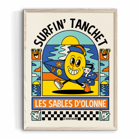 Affiche LES SABLES D'OLONNE Mascotte Surf