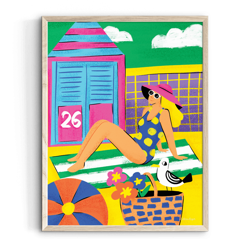 Affiche LE SABLES D'OLONNE Bronzette | Cabine de Plage N°26 | Le Beau Bazar