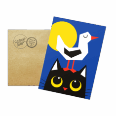 Carte Postale – Chat & Mouette | Le Beau Bazar