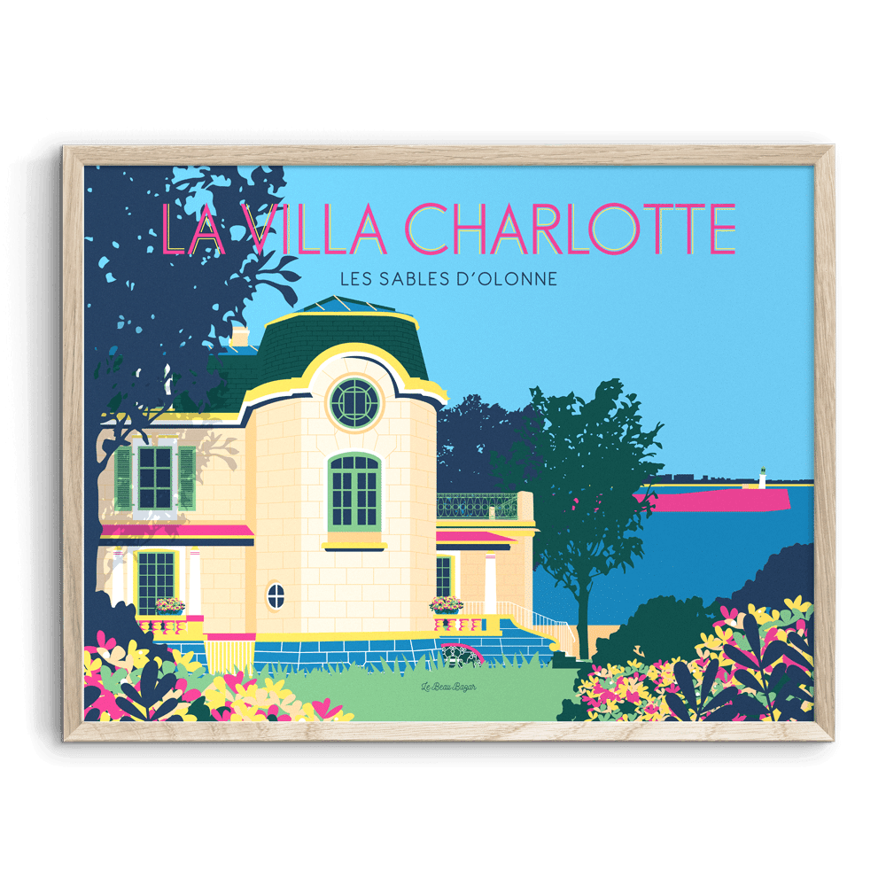 Affiche Illustrée – La Villa Charlotte, Les Sables d'Olonne